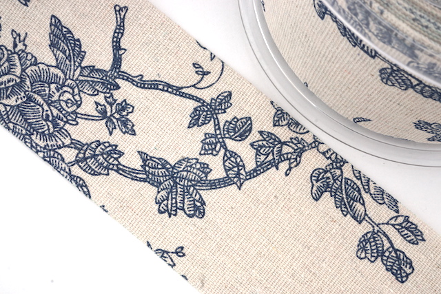 nastro cotton flower mm 63 col. blue/panna